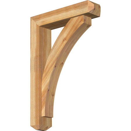 Ekena Millwork Thorton Craftsman Rough Sawn Bracket w/ Offset Brace, Western Red Cedar, 6"W x 26"D x 38"H BKT0604X26X38THR04RWR